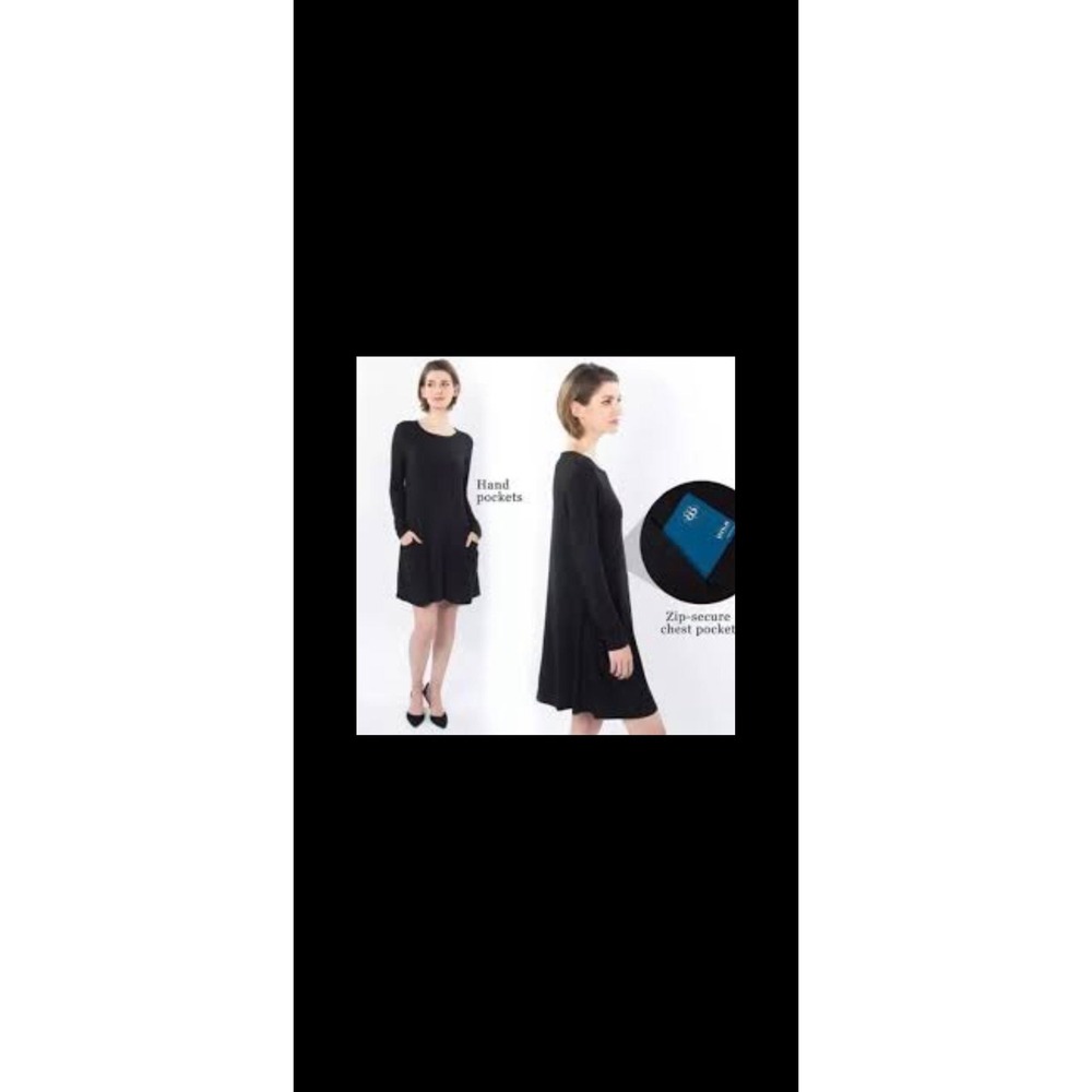 Betabrand Sweatshirt Travel Dress Silk Blend Stretch Black W0935-BK Sz Medium